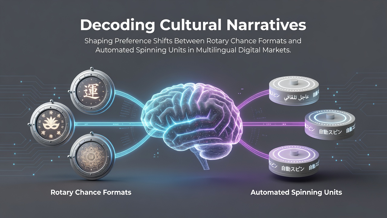 Cultural symbols representing roulette wheels and slot machines in diverse global markets