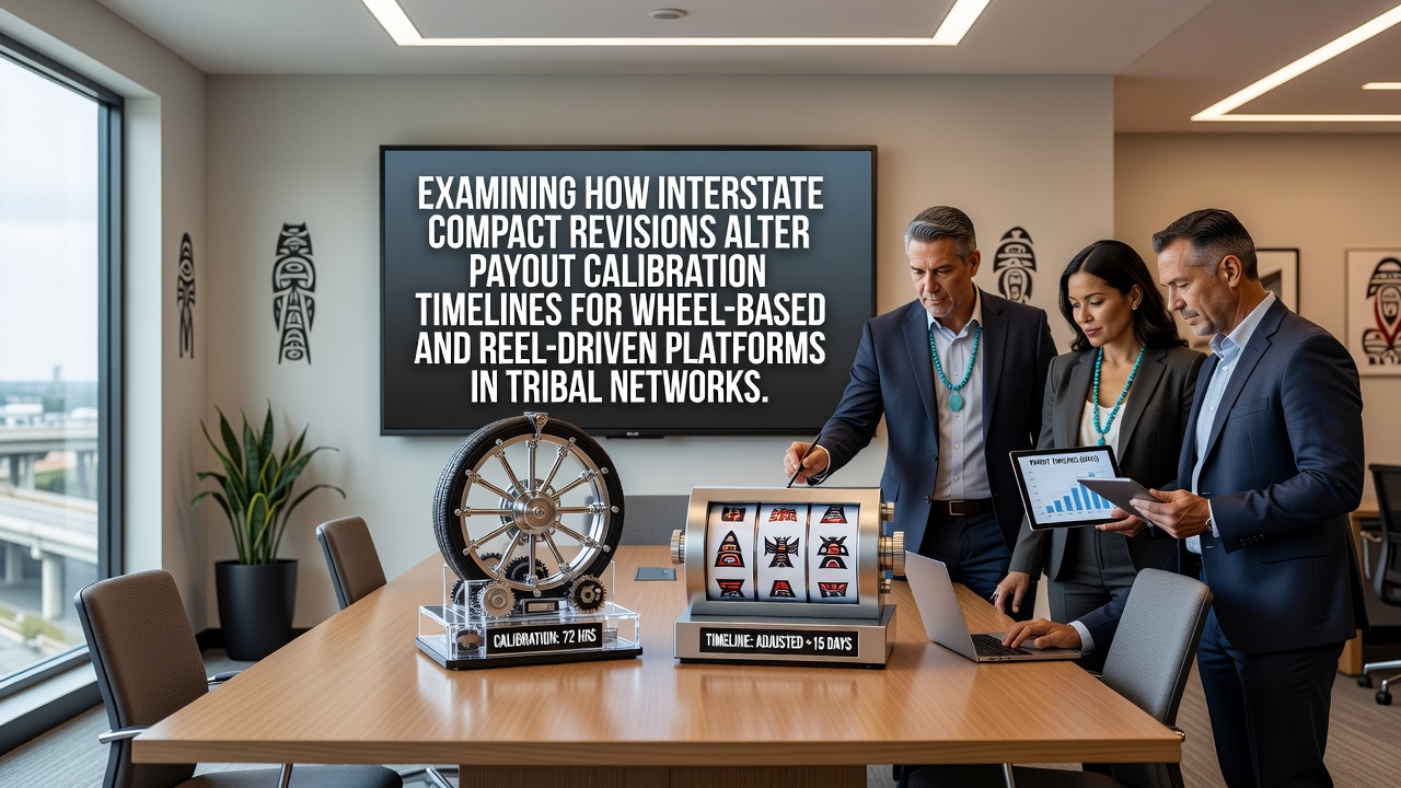 Tribal casino gaming floor with interconnected reel slots and roulette wheels under regulatory oversight
