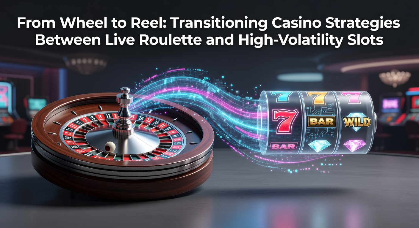 A vibrant casino scene showing a live roulette wheel in action alongside colorful high-volatility slot reels spinning with jackpot potential