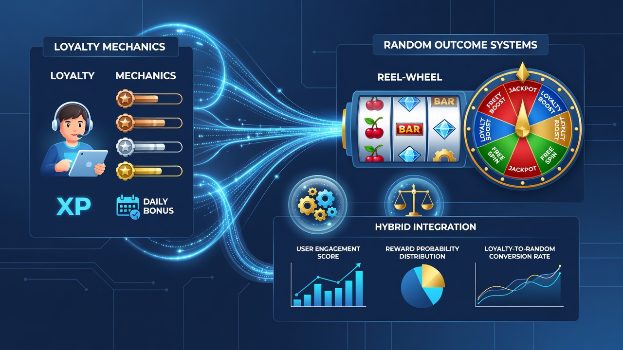 Loyalty dashboard displaying tier progress next to hybrid game random outcome logs in a digital casino interface