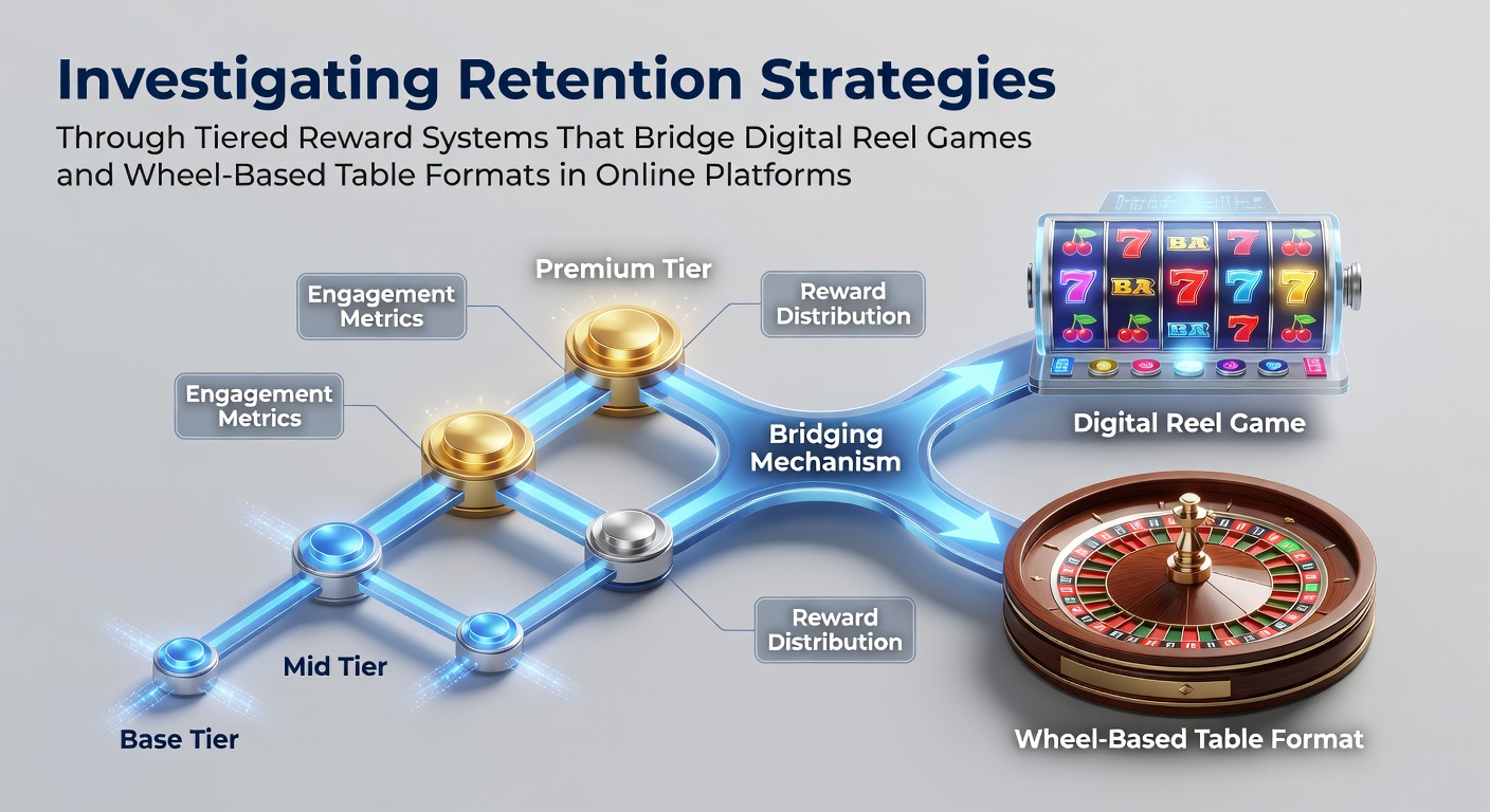 Online casino interface showing tiered loyalty rewards connecting slot reels and roulette wheel games